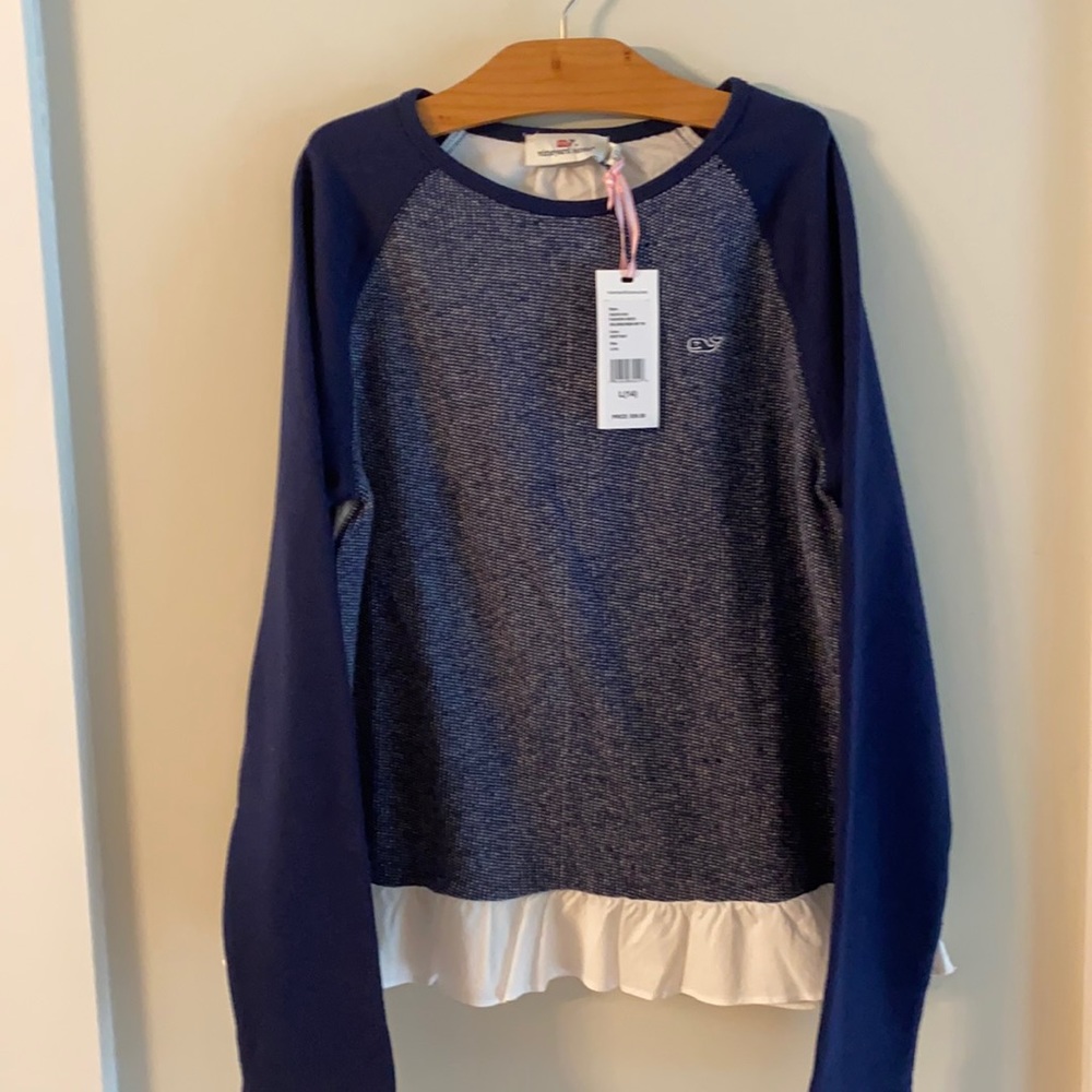 Vineyard Vines girls mixed media knot top NWT